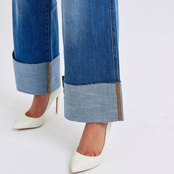 NEW Judy Blue Full Size Distressed High Waist Wide Leg Jeans - Picture 7 of 9